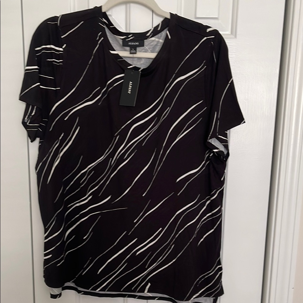 Alfani Black and White Short Sleeve Tee